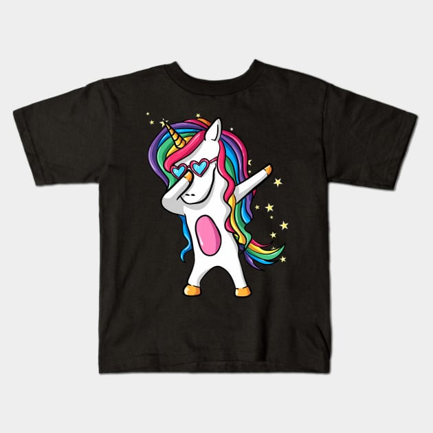 Dabbing Unicorn Squad Rainbow Party Dab Dance Girls Kids T-Shirt by Zak N mccarville